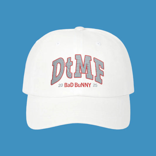 DTMF Merch - Embroidered White Cap